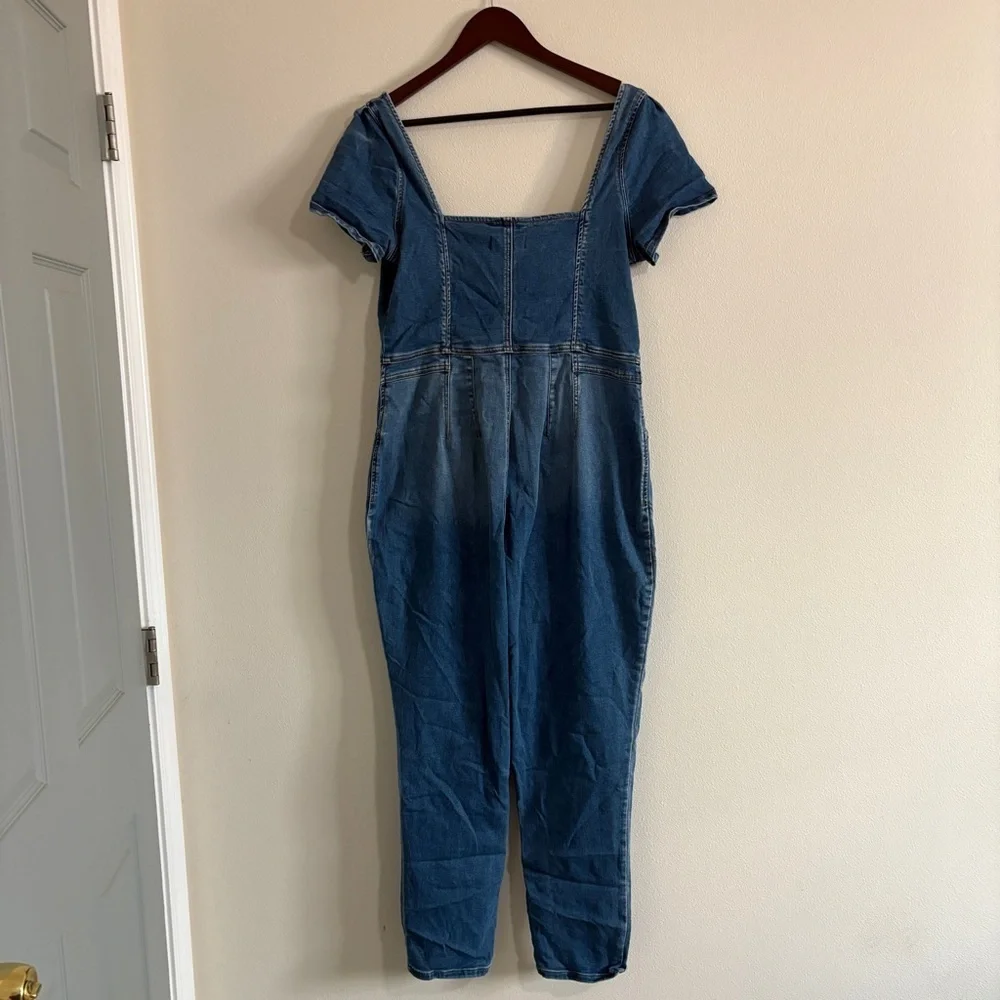 We The Free CRVY Selena Slim Leg One-Piece Denim Jumpsuit Size XLFree People